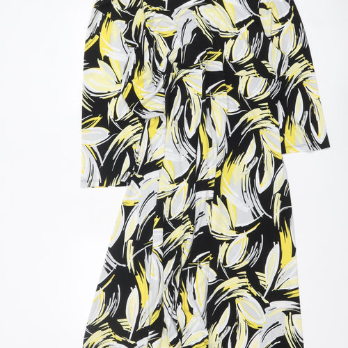Happy D. by Damart Women’s Multicoloured Fit & Flare V-Neck Jersey Dress Size 24