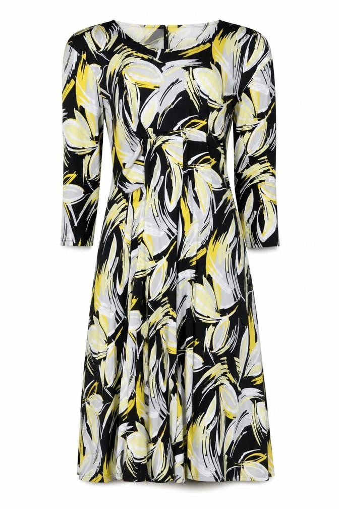 Happy D. by Damart Women’s Multicoloured Fit & Flare V-Neck Jersey Dress Size 24
