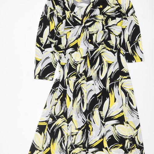 Happy D. by Damart Women’s Multicoloured Fit & Flare V-Neck Jersey Dress Size 24