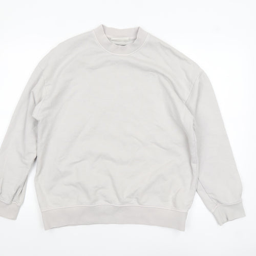 The Couture Club Women Beige Cotton Crew Neck Pullover Sweatshirt UK 6