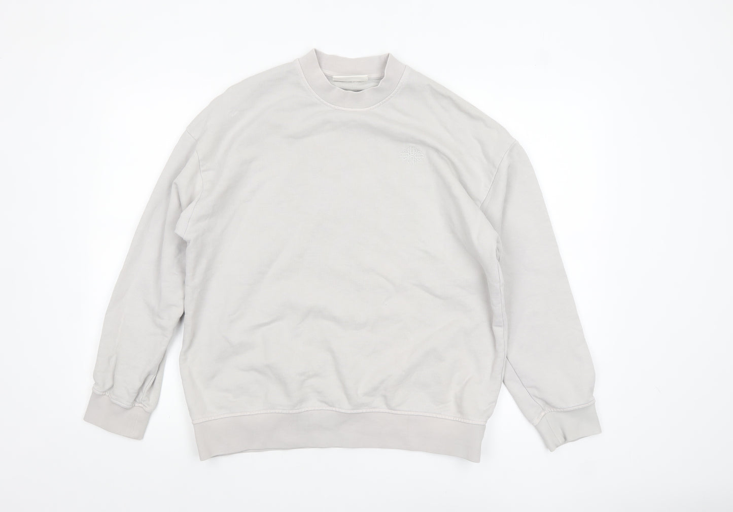 The Couture Club Women Beige Cotton Crew Neck Pullover Sweatshirt UK 6