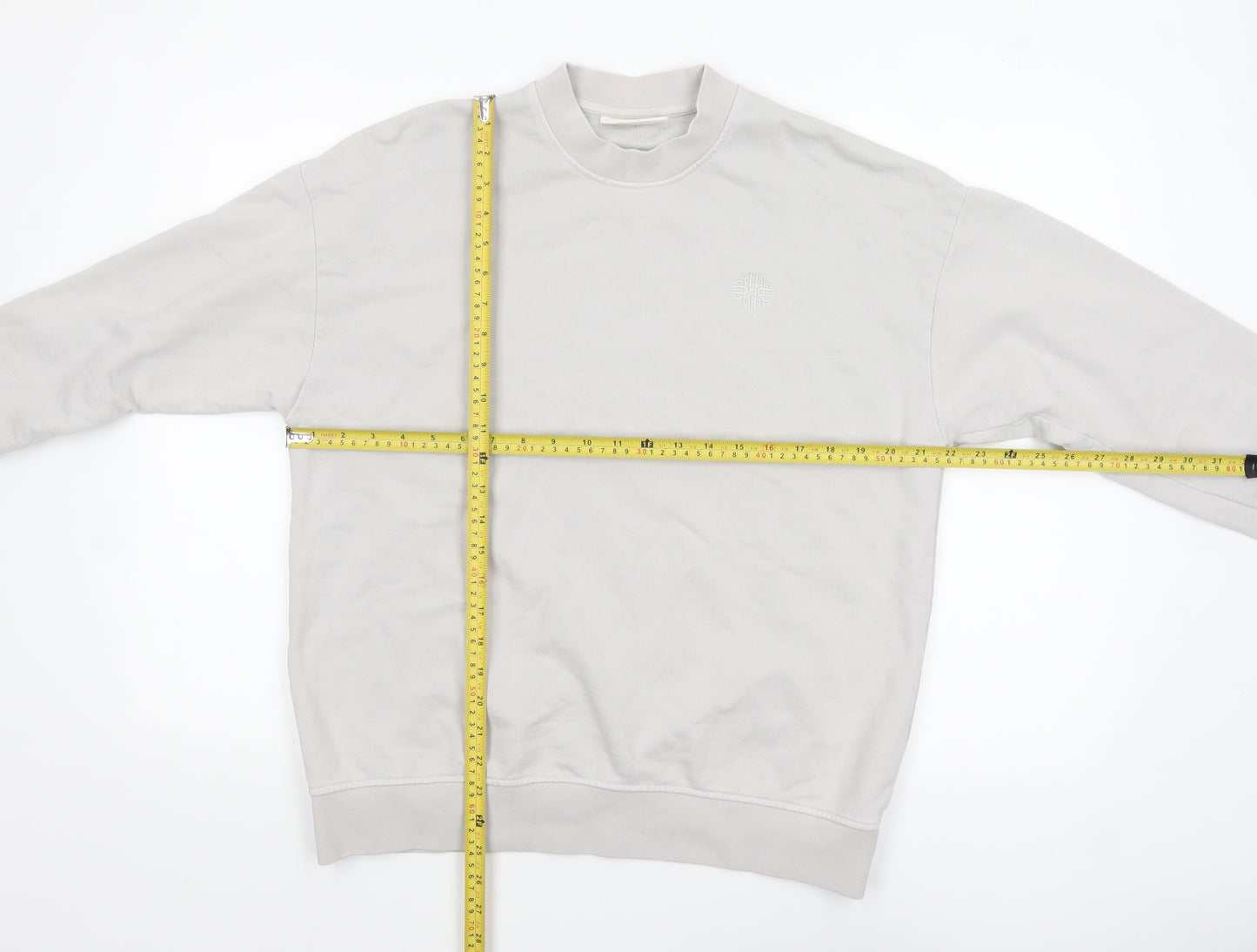 The Couture Club Women Beige Cotton Crew Neck Pullover Sweatshirt UK 6