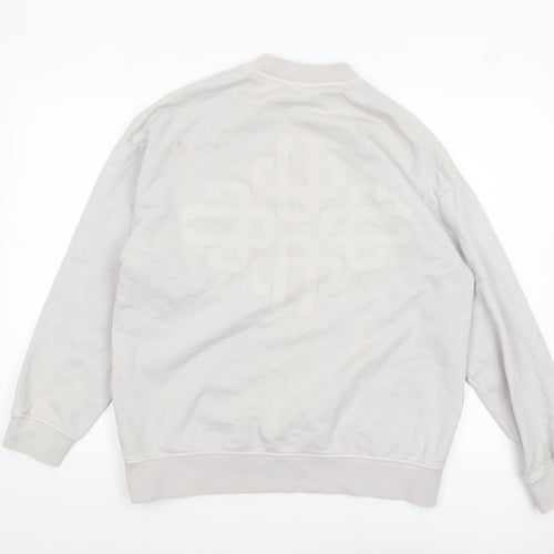 The Couture Club Women Beige Cotton Crew Neck Pullover Sweatshirt UK 6