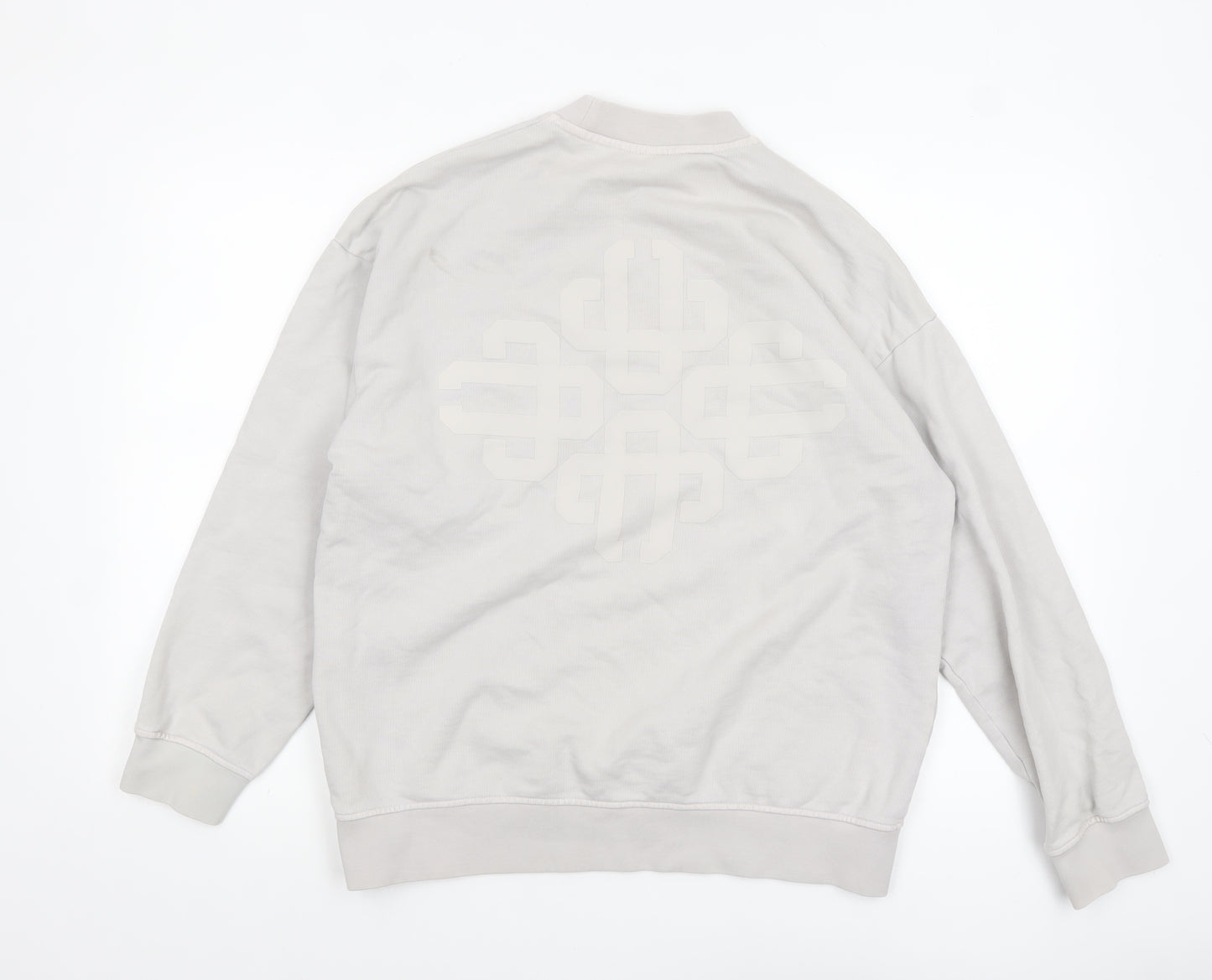 The Couture Club Women Beige Cotton Crew Neck Pullover Sweatshirt UK 6
