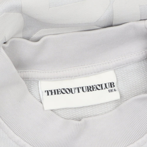 The Couture Club Women Beige Cotton Crew Neck Pullover Sweatshirt UK 6