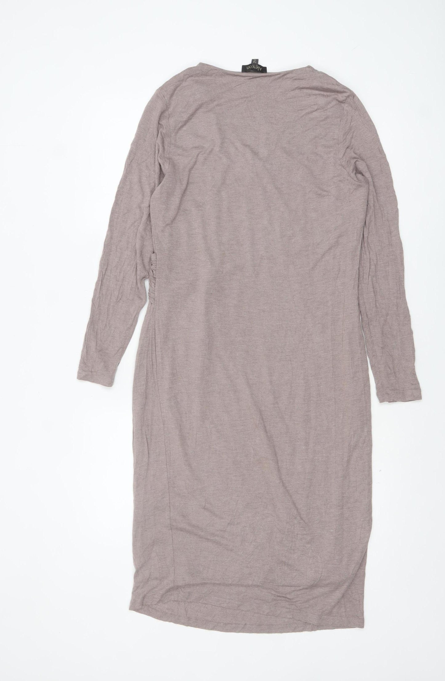 Alexon Women’s Beige V-Neck Long Sleeve Knee Length Wrap Dress Size 14