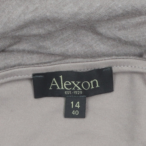 Alexon Women’s Beige V-Neck Long Sleeve Knee Length Wrap Dress Size 14