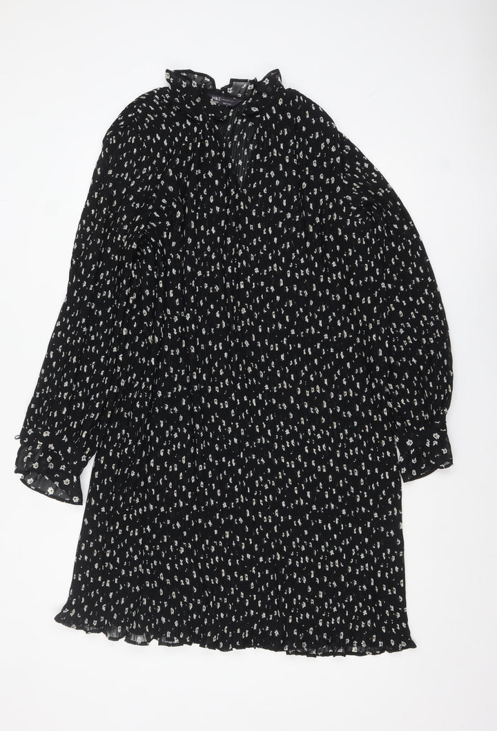 Marks and Spencer Women’s Black Floral Shift Dress Size 18 Regular