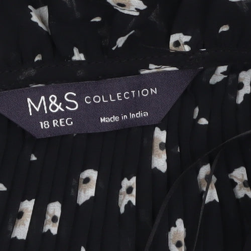Marks and Spencer Women’s Black Floral Shift Dress Size 18 Regular