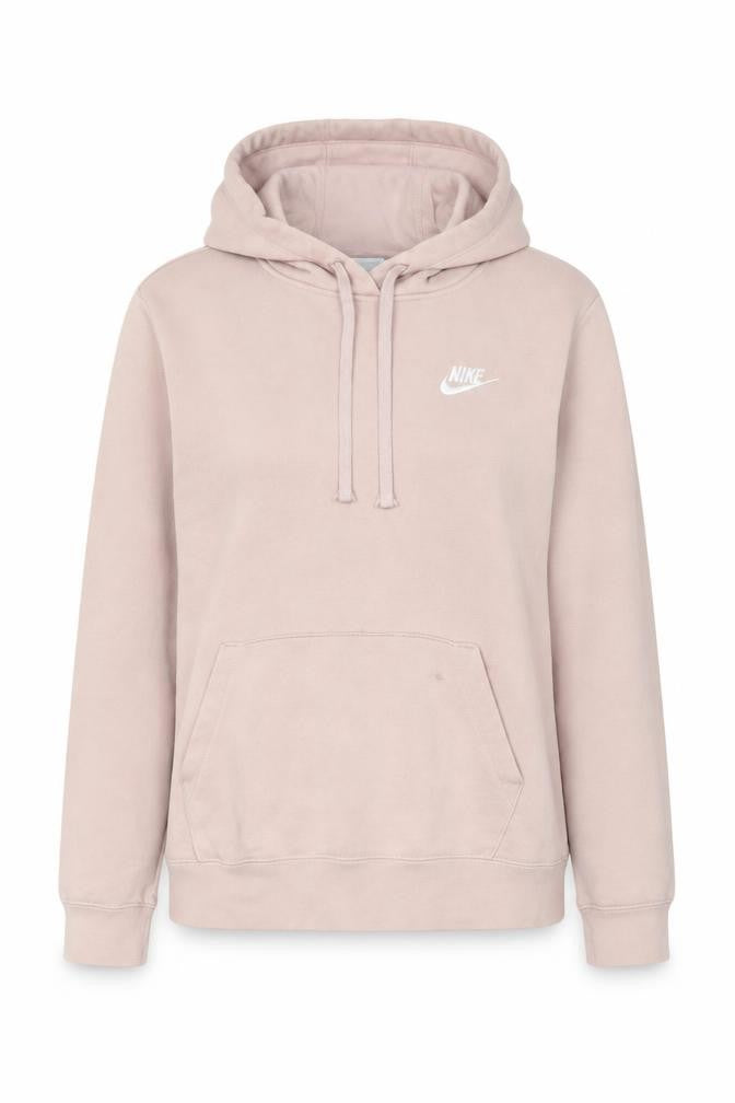 Front view of Nike women’s pink pullover hoodie medium relaxed fit sweatshirt