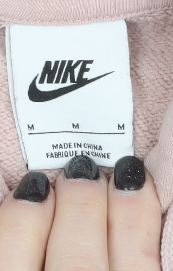 Nike Womens Pink Pullover Hoodie Medium Relaxed Fit Sweatshirt