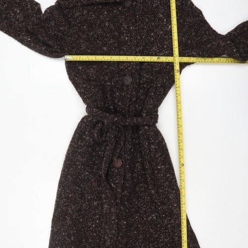 Wallis Women Brown Chunky Knit Belted Long Cardigan M
