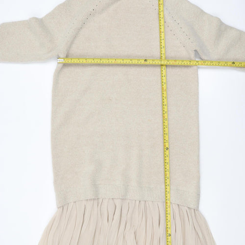 Reserved Women’s Beige Knit Pleated Midi Sweater Dress S