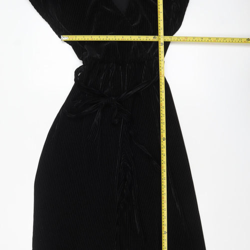 New Look Women Black Velvet Wide-Leg Jumpsuit Size 8