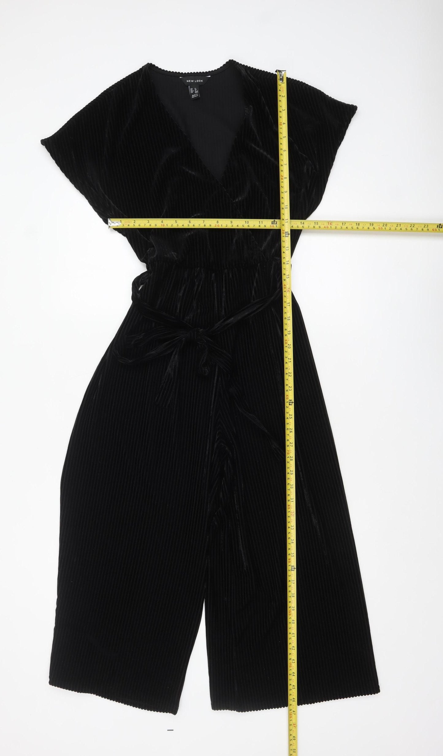 New Look Women Black Velvet Wide-Leg Jumpsuit Size 8