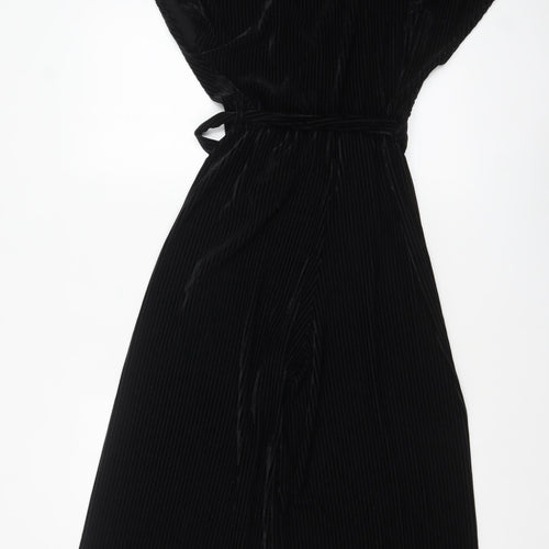 New Look Women Black Velvet Wide-Leg Jumpsuit Size 8