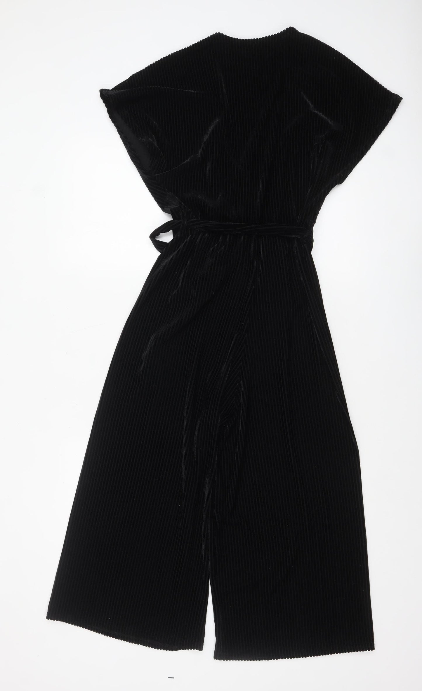 New Look Women Black Velvet Wide-Leg Jumpsuit Size 8