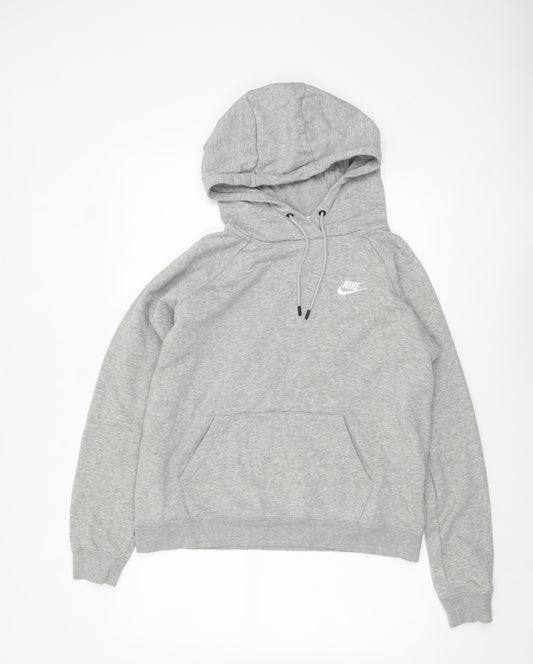 Nike Womens Grey Pullover Hoodie Medium Cotton Blend Sweatshirt