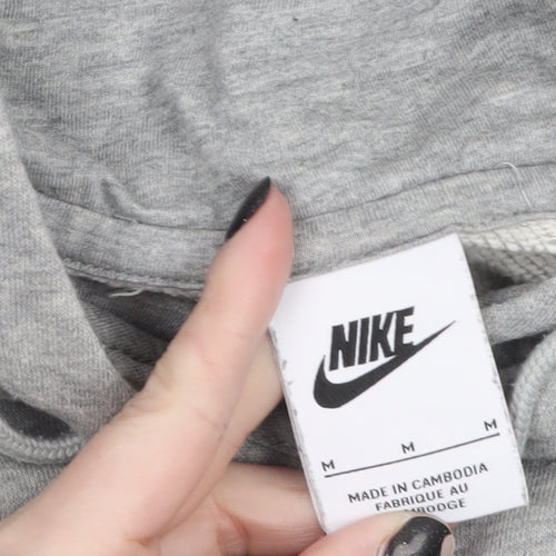 Nike Womens Grey Pullover Hoodie Medium Cotton Blend Sweatshirt