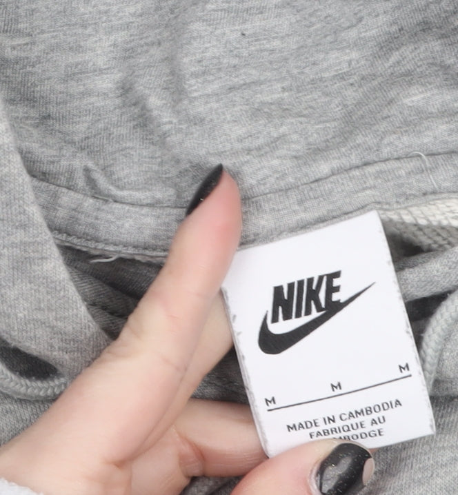 Nike Womens Grey Pullover Hoodie Medium Cotton Blend Sweatshirt