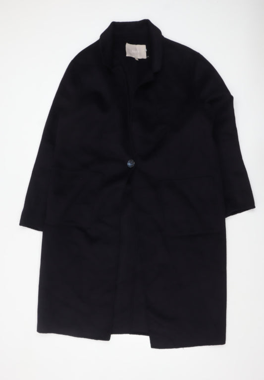 KLEY Women's Black Long Wool Blend Overcoat Size L