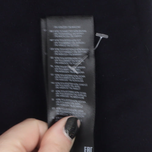 KLEY Women's Black Long Wool Blend Overcoat Size L