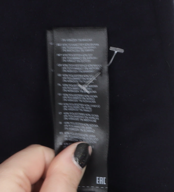 KLEY Women's Black Long Wool Blend Overcoat Size L