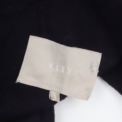 KLEY Women's Black Long Wool Blend Overcoat Size L