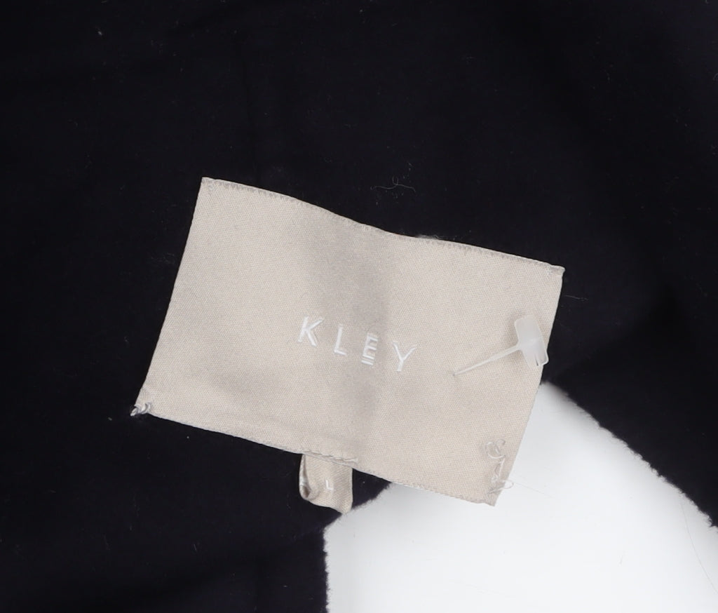 KLEY Women's Black Long Wool Blend Overcoat Size L