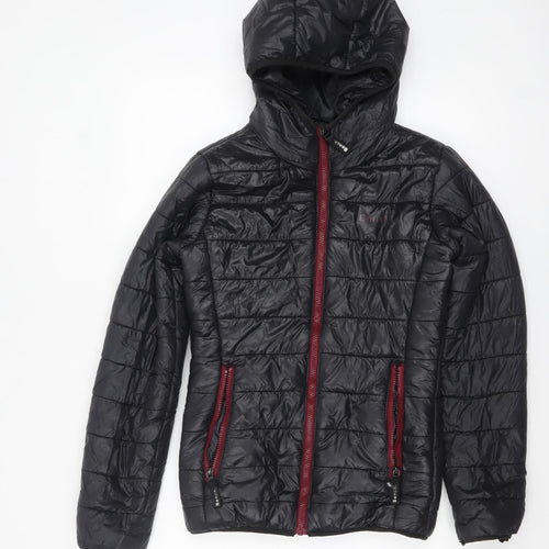 Bench Womens Black Hooded Puffer Jacket Size 8 XS