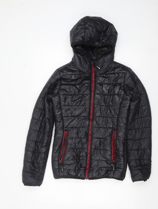 Bench Womens Black Hooded Puffer Jacket Size 8 XS