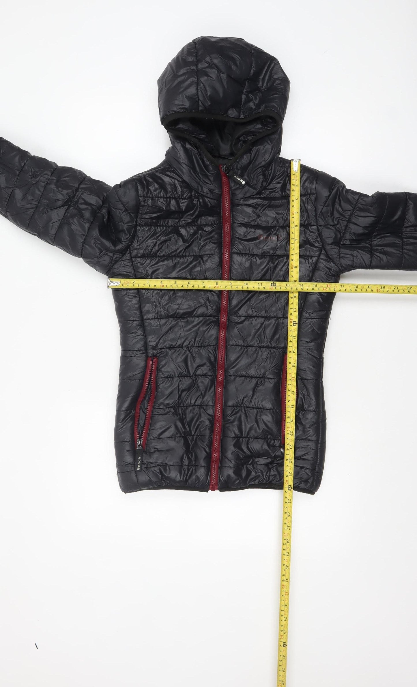 Bench Womens Black Hooded Puffer Jacket Size 8 XS