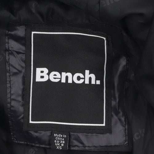 Bench Womens Black Hooded Puffer Jacket Size 8 XS