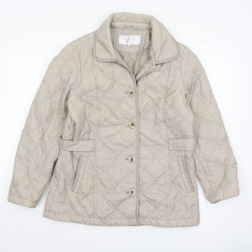 Debenhams Classics Women Beige Quilted Mid-Length Jacket Size 14