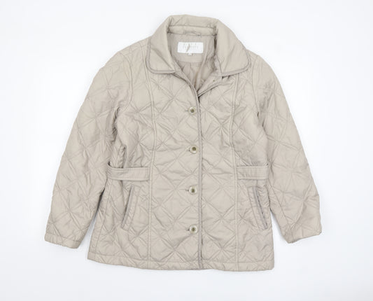 Debenhams Classics Women Beige Quilted Mid-Length Jacket Size 14