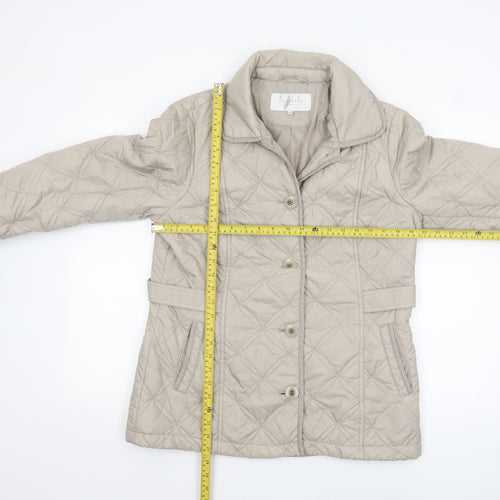 Debenhams Classics Women Beige Quilted Mid-Length Jacket Size 14