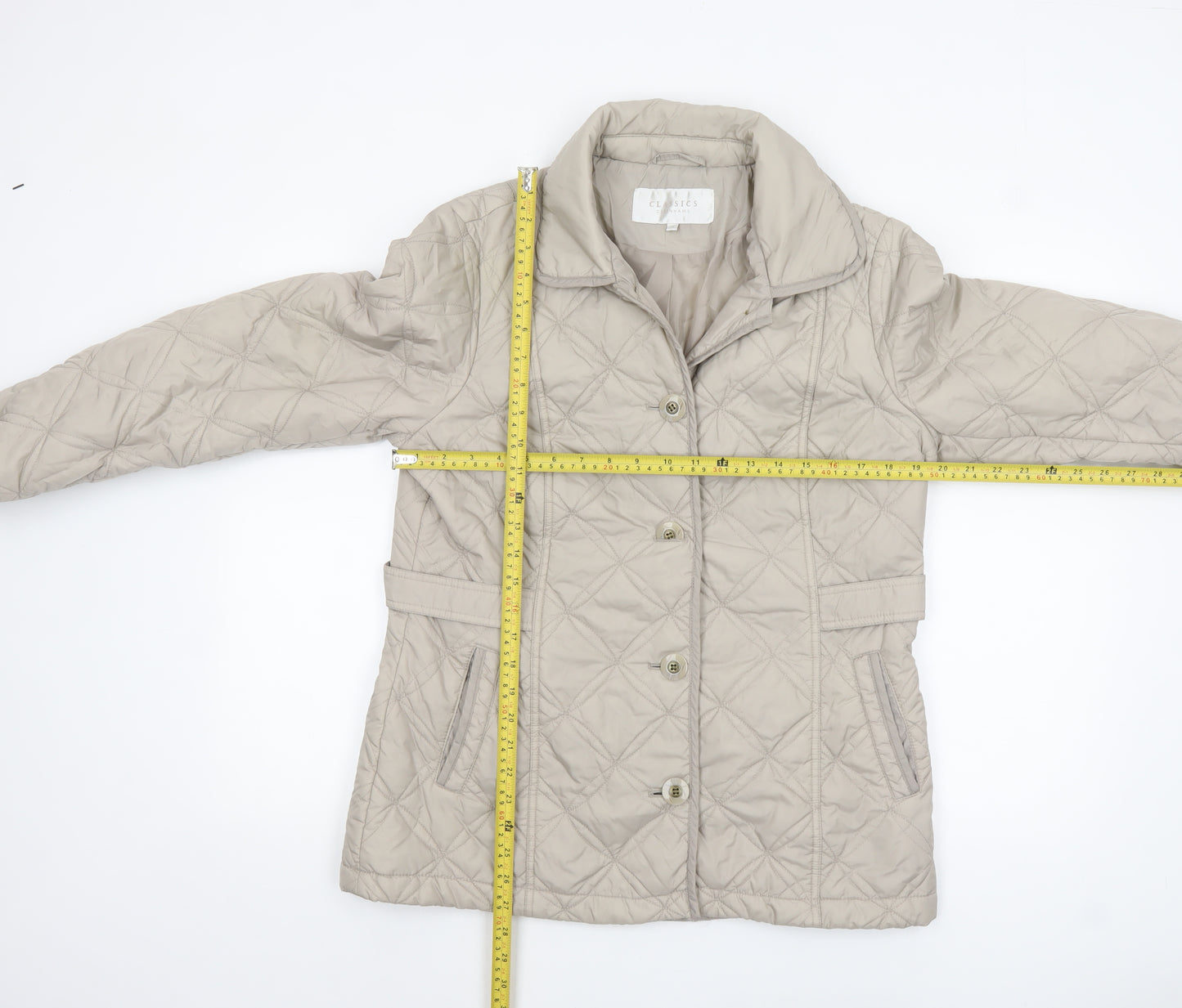 Debenhams Classics Women Beige Quilted Mid-Length Jacket Size 14