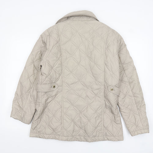 Debenhams Classics Women Beige Quilted Mid-Length Jacket Size 14