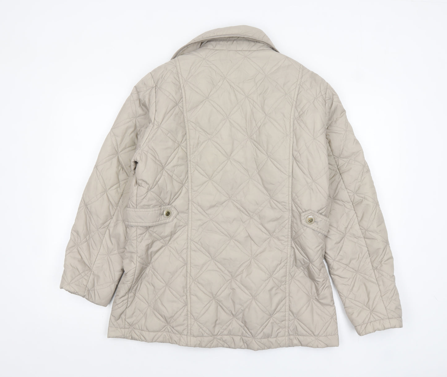 Debenhams Classics Women Beige Quilted Mid-Length Jacket Size 14