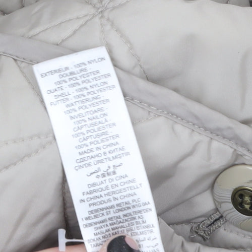 Debenhams Classics Women Beige Quilted Mid-Length Jacket Size 14