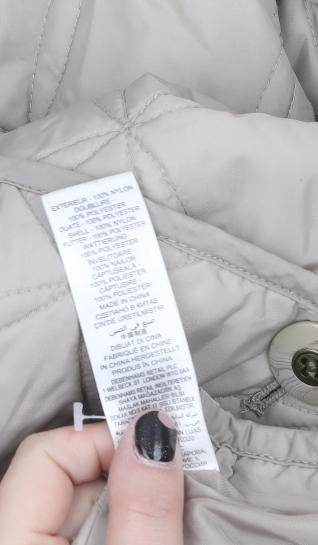 Debenhams Classics Women Beige Quilted Mid-Length Jacket Size 14