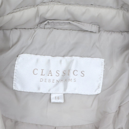 Debenhams Classics Women Beige Quilted Mid-Length Jacket Size 14