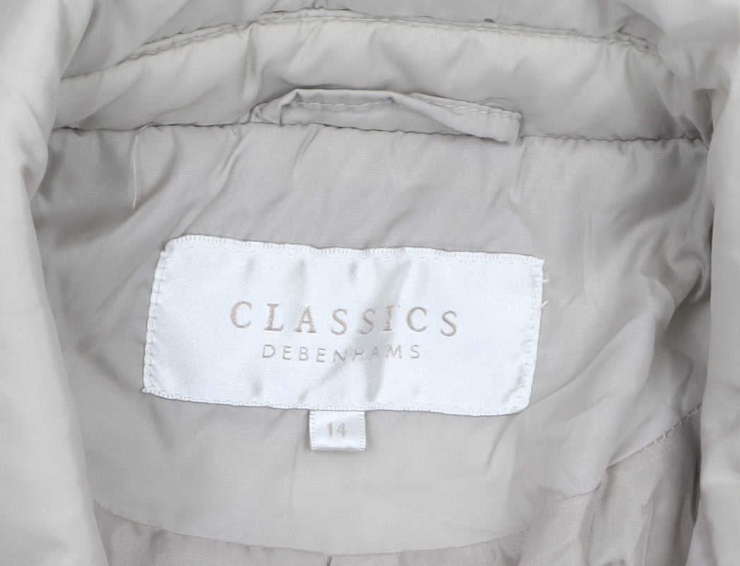 Debenhams Classics Women Beige Quilted Mid-Length Jacket Size 14