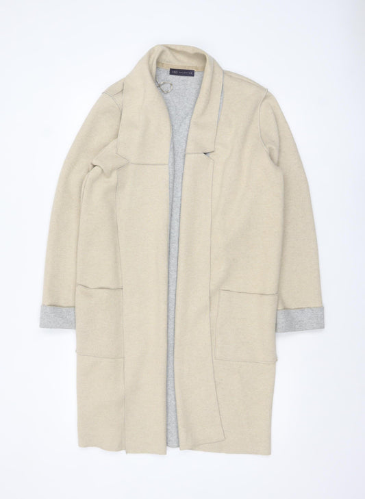 Marks and Spencer Women Beige Long Sleeve Open Knit Cardigan L