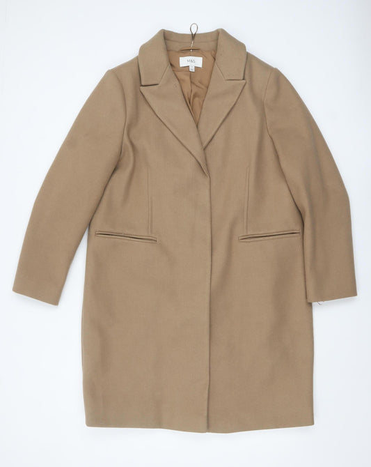 Marks and Spencer Women’s Beige Long Overcoat Size 16 Classic Style