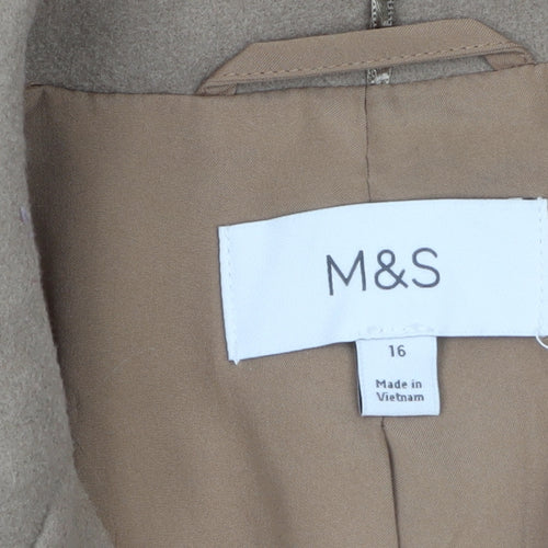 Marks and Spencer Women’s Beige Long Overcoat Size 16 Classic Style