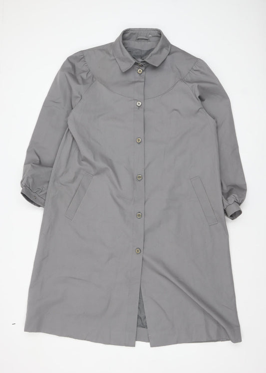 Marks and Spencer Women’s Grey Long Trench Coat Size 14 Classic Style