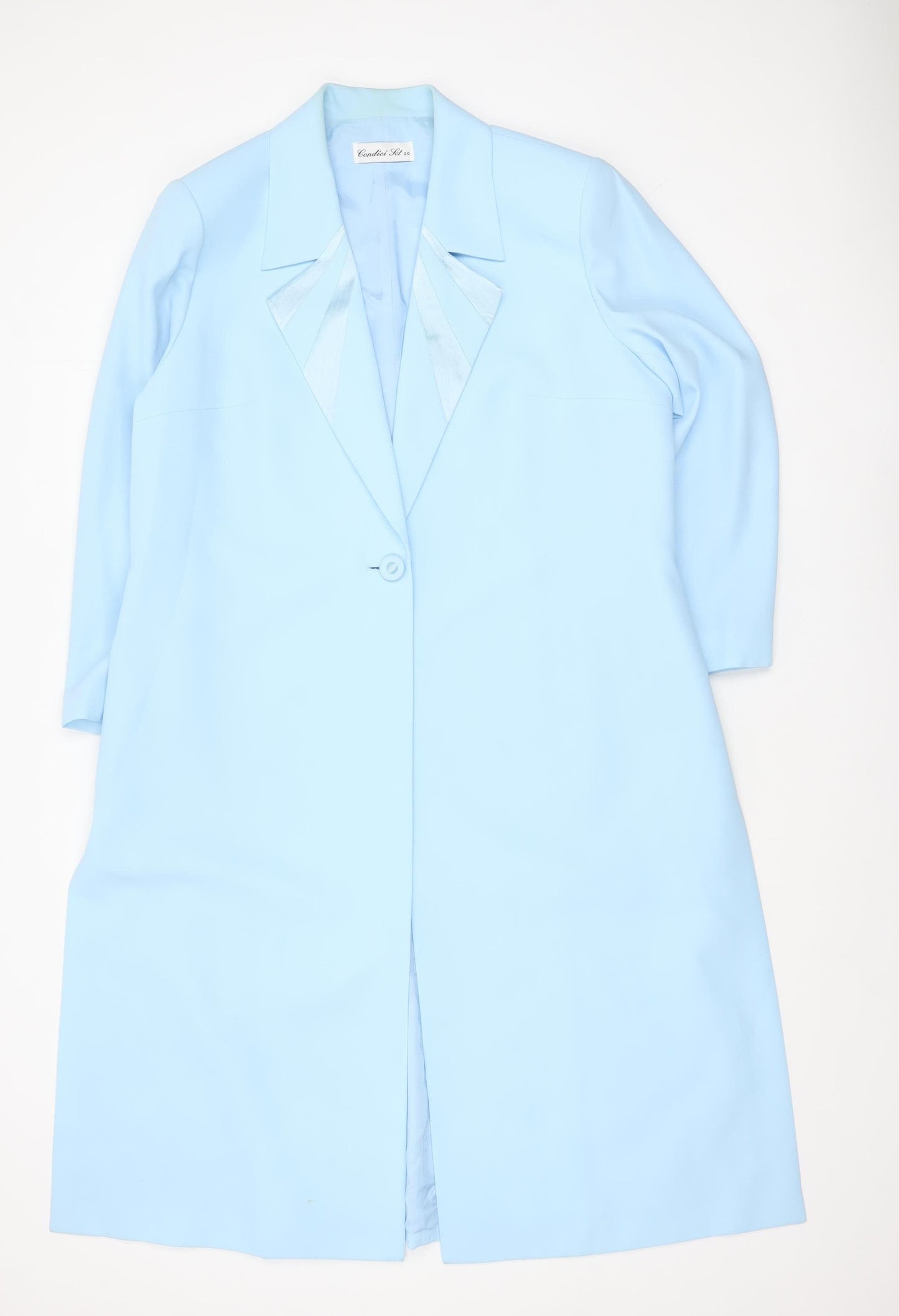 Condici Women's Blue Long Overcoat Size 20 Formal Lined Button Front
