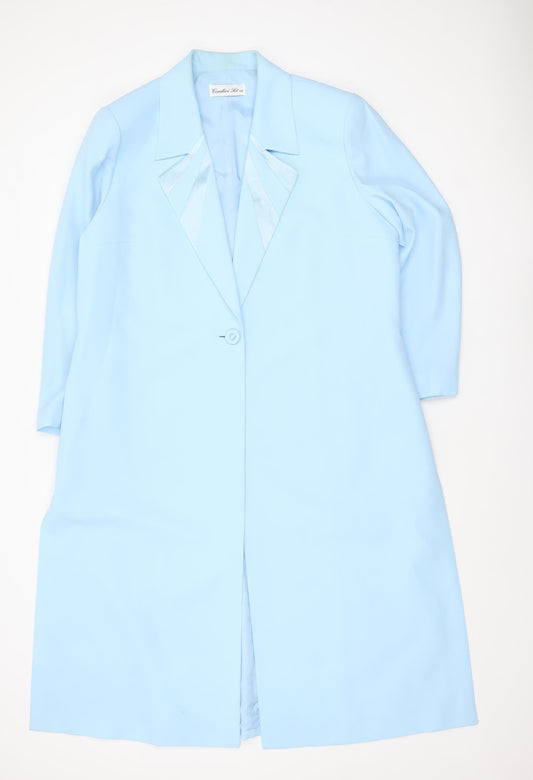 Condici Women's Blue Long Overcoat Size 20 Formal Lined Button Front