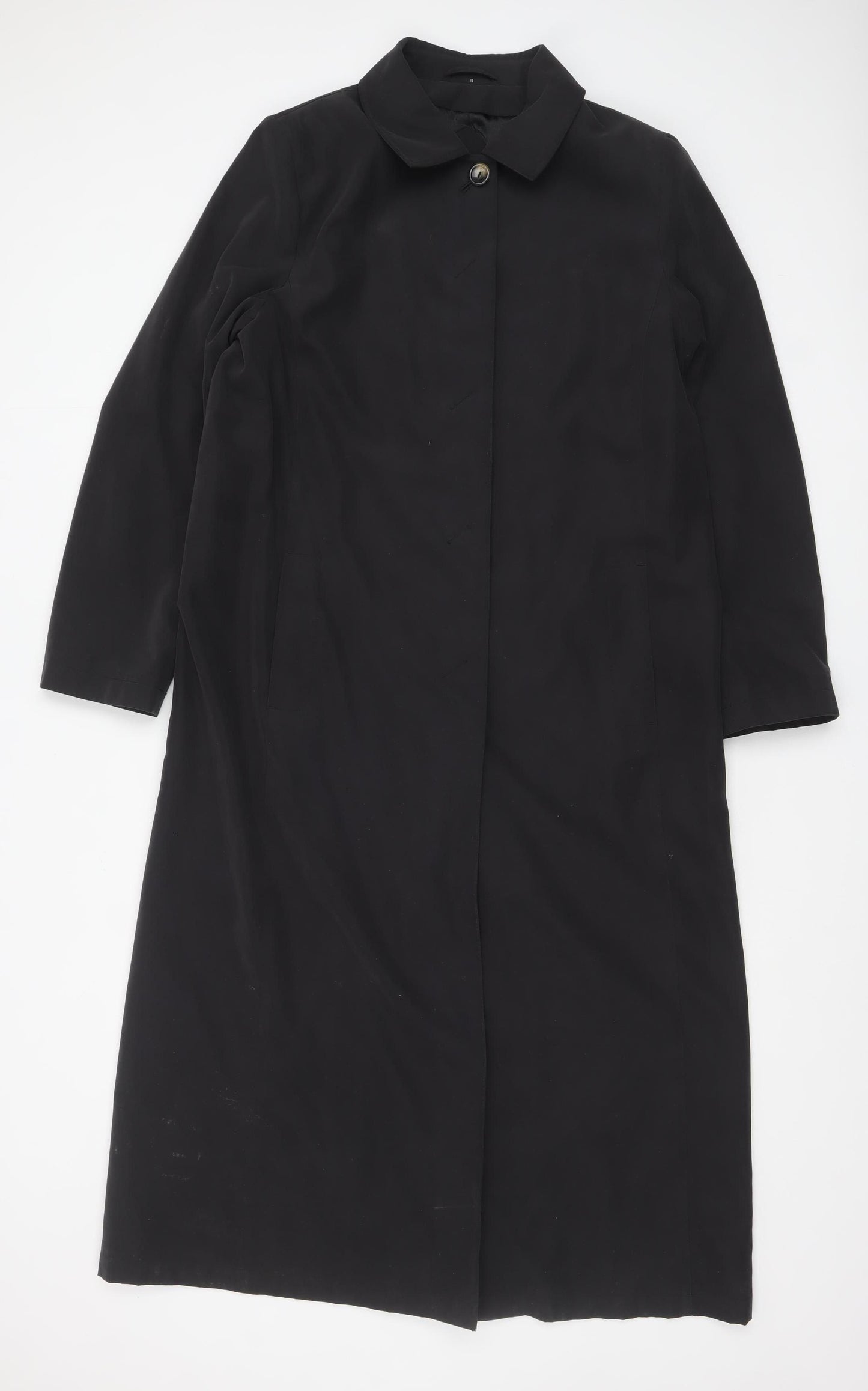 Essentials Womens Black Size 14 Long Trench Coat Polyester Lined